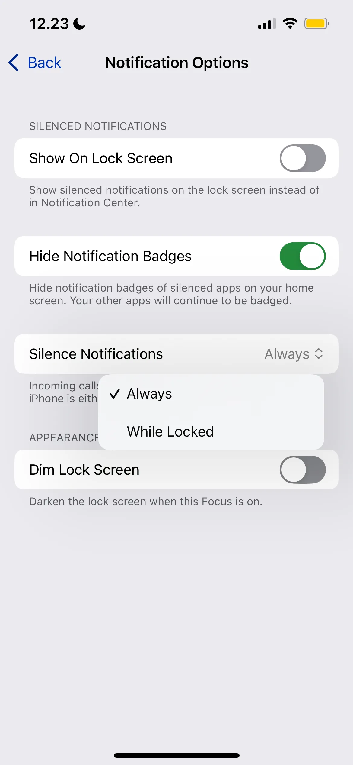 Tùy chọn tắt tiếng thông báo cho các ứng dụng trong cài đặt Chế độ Tập trung trên iPhone
