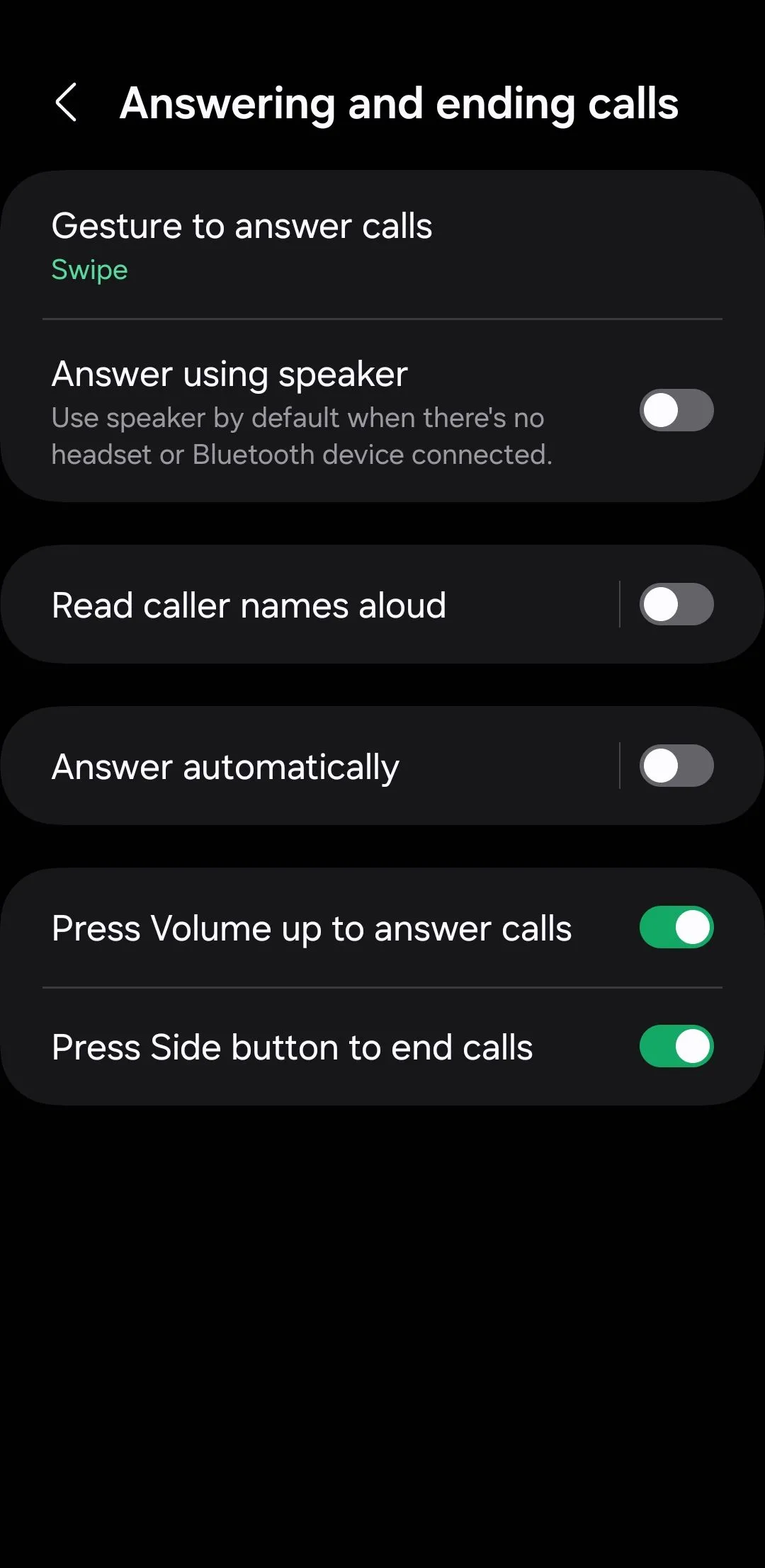 Tùy chọn trả lời và kết thúc cuộc gọi bằng nút vật lý trên Android.