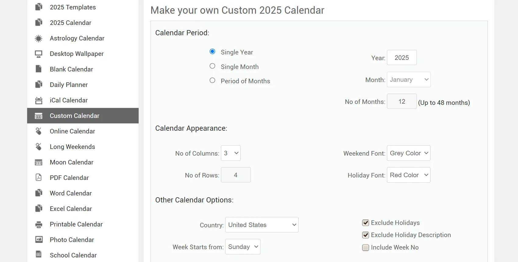 Tùy chọn tùy chỉnh thiết kế mẫu lịch OneNote trên Calendarlabs