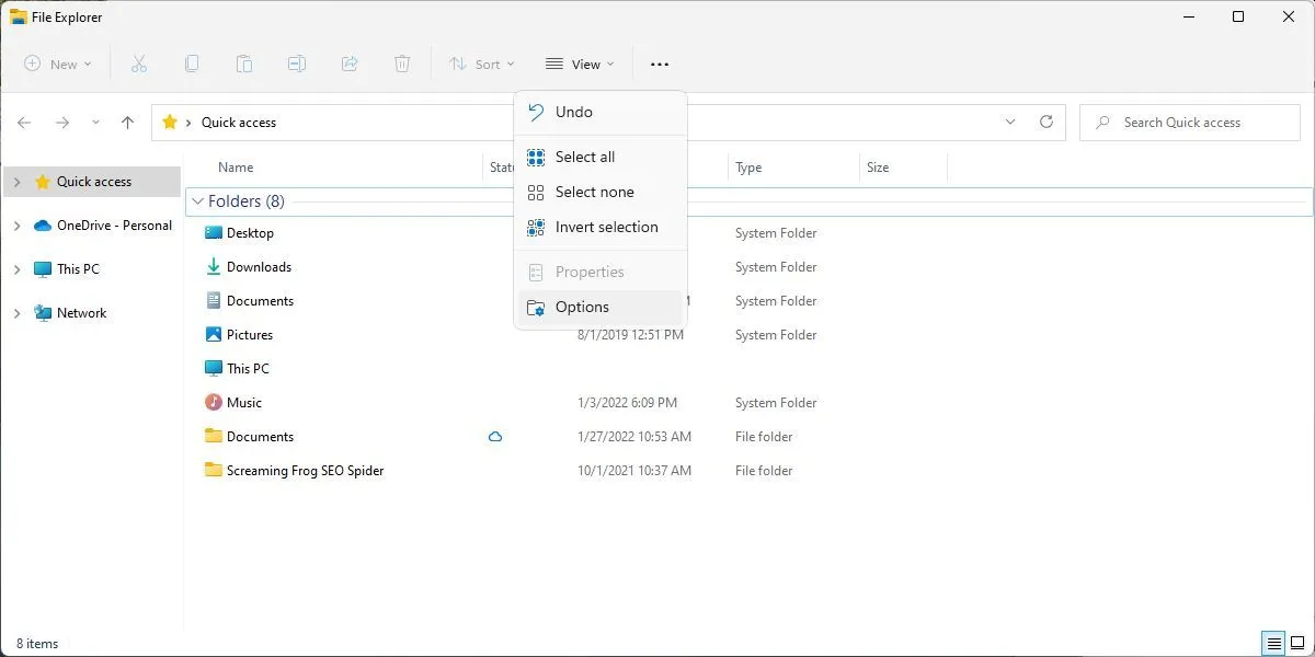 Tùy chọn Xem thêm trong File Explorer của Windows 11