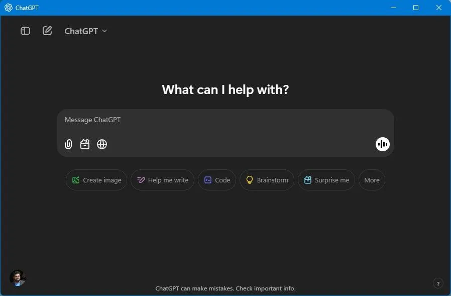Ứng dụng ChatGPT trên Windows 11 với khả năng chụp màn hình và webcam