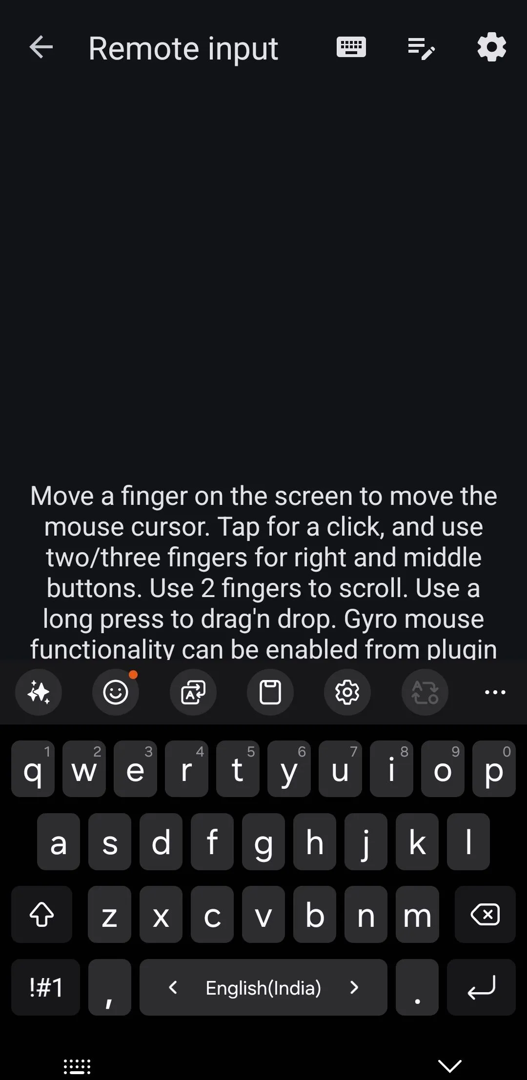 Ứng dụng KDE Connect trên Android hiển thị bàn phím ảo để điều khiển máy tính