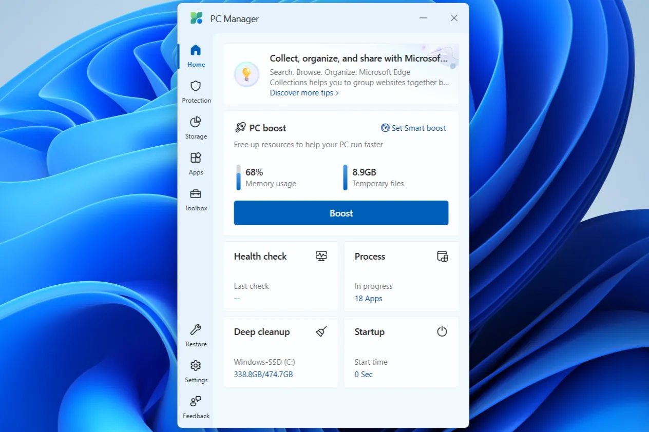 Ứng dụng Microsoft PC Manager với tùy chọn PC Boost giúp tăng tốc máy tính