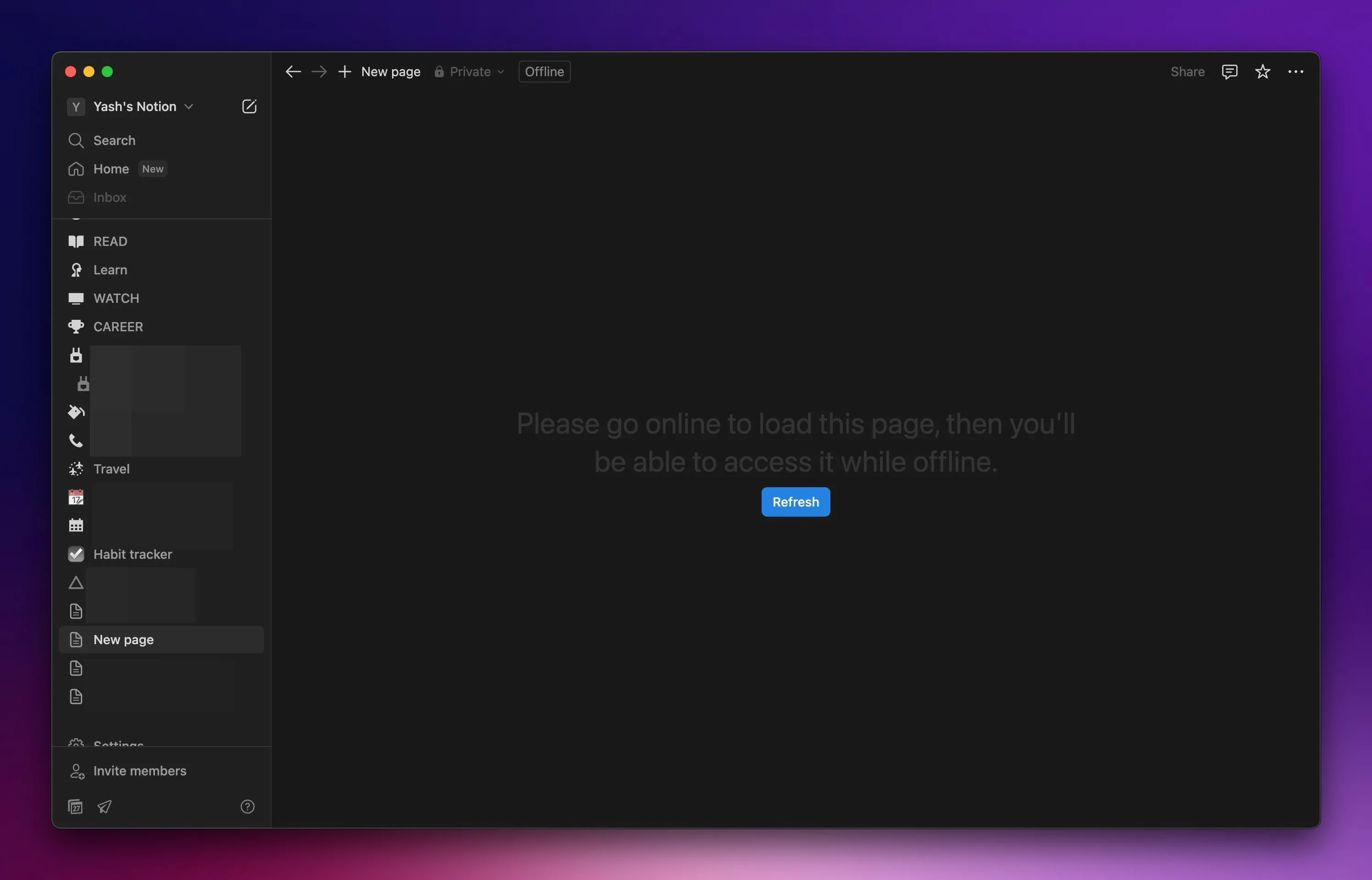 Ứng dụng Notion trên máy Mac hiển thị không có kết nối internet