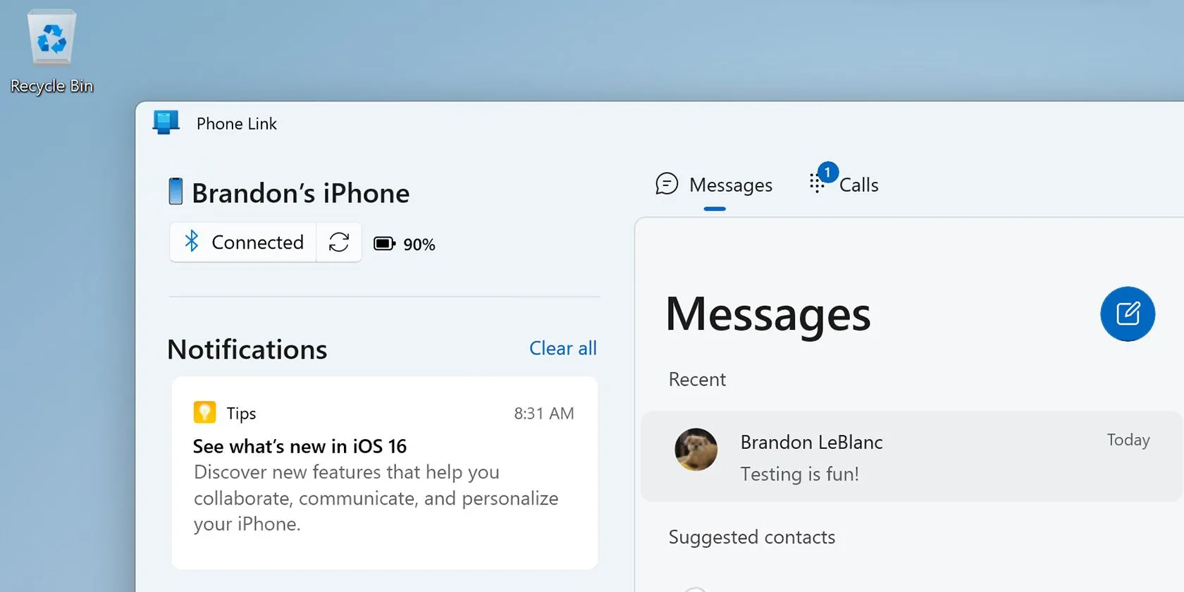 Ứng dụng Phone Link của Windows 11 kết nối liền mạch với iPhone