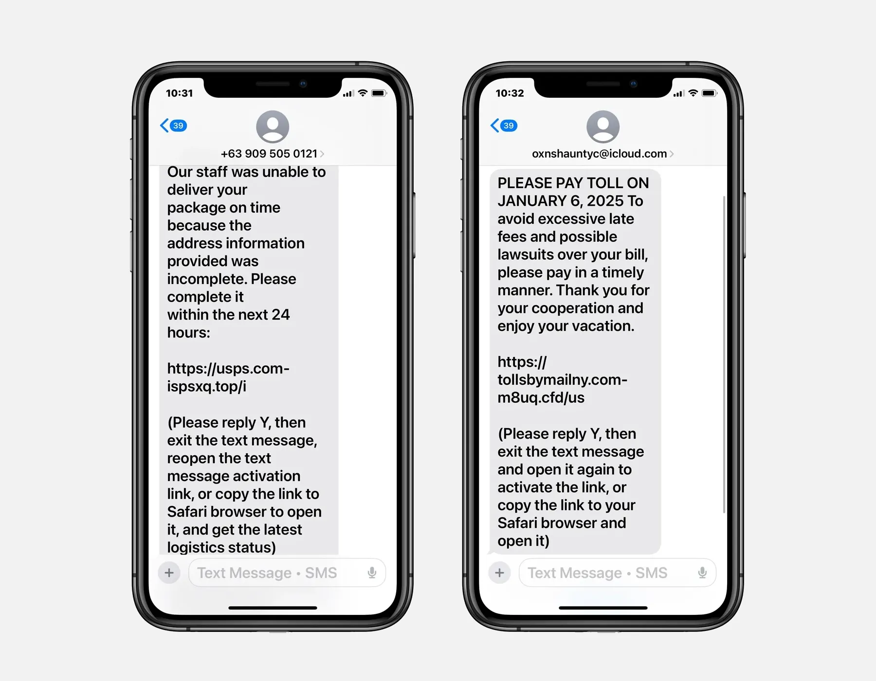 Ví dụ tin nhắn lừa đảo smishing trên iMessage theo cảnh báo từ Bleeping Computer