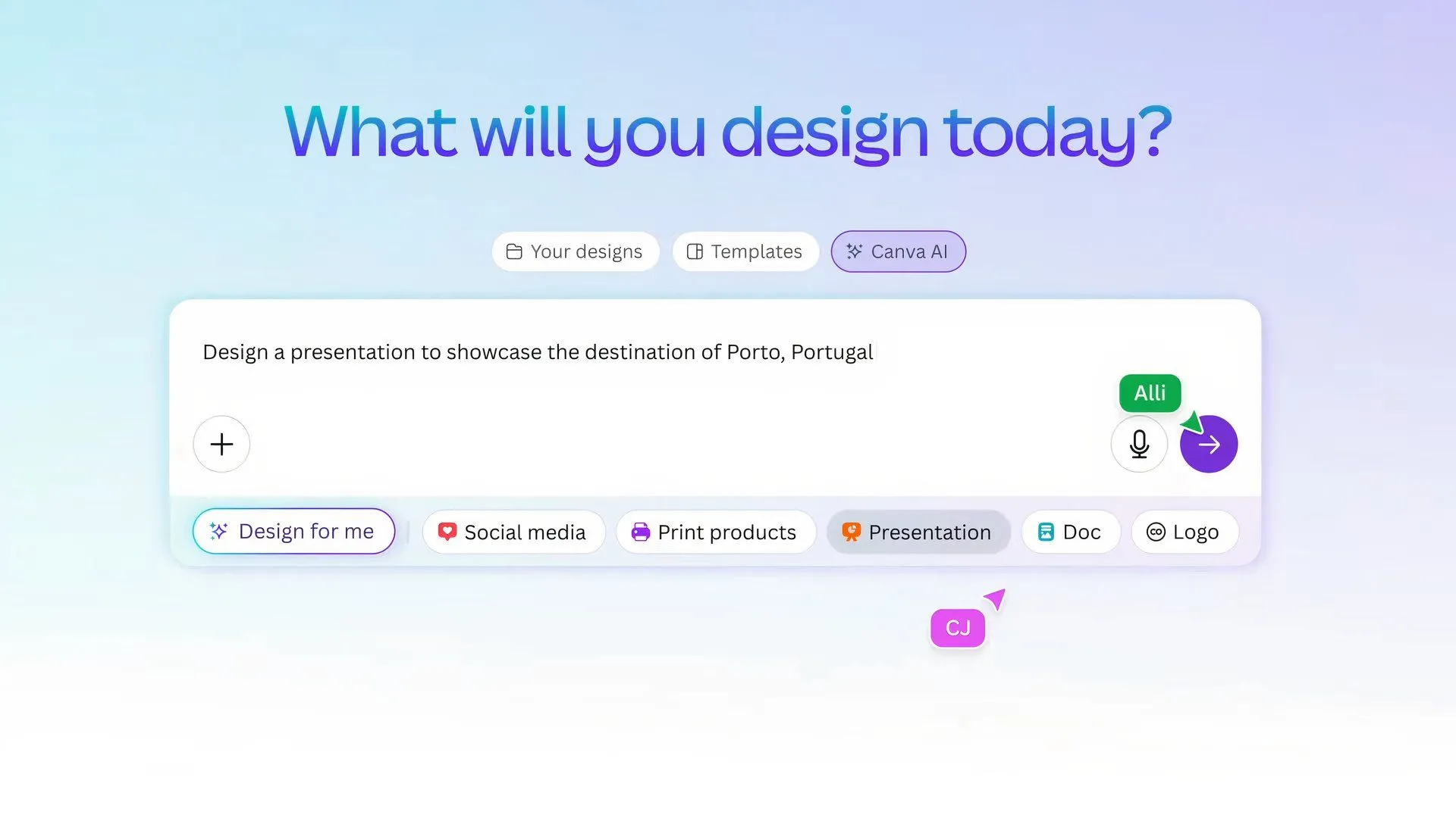 Ví dụ trên màn hình về tính năng Design for Me mới đang được sử dụng