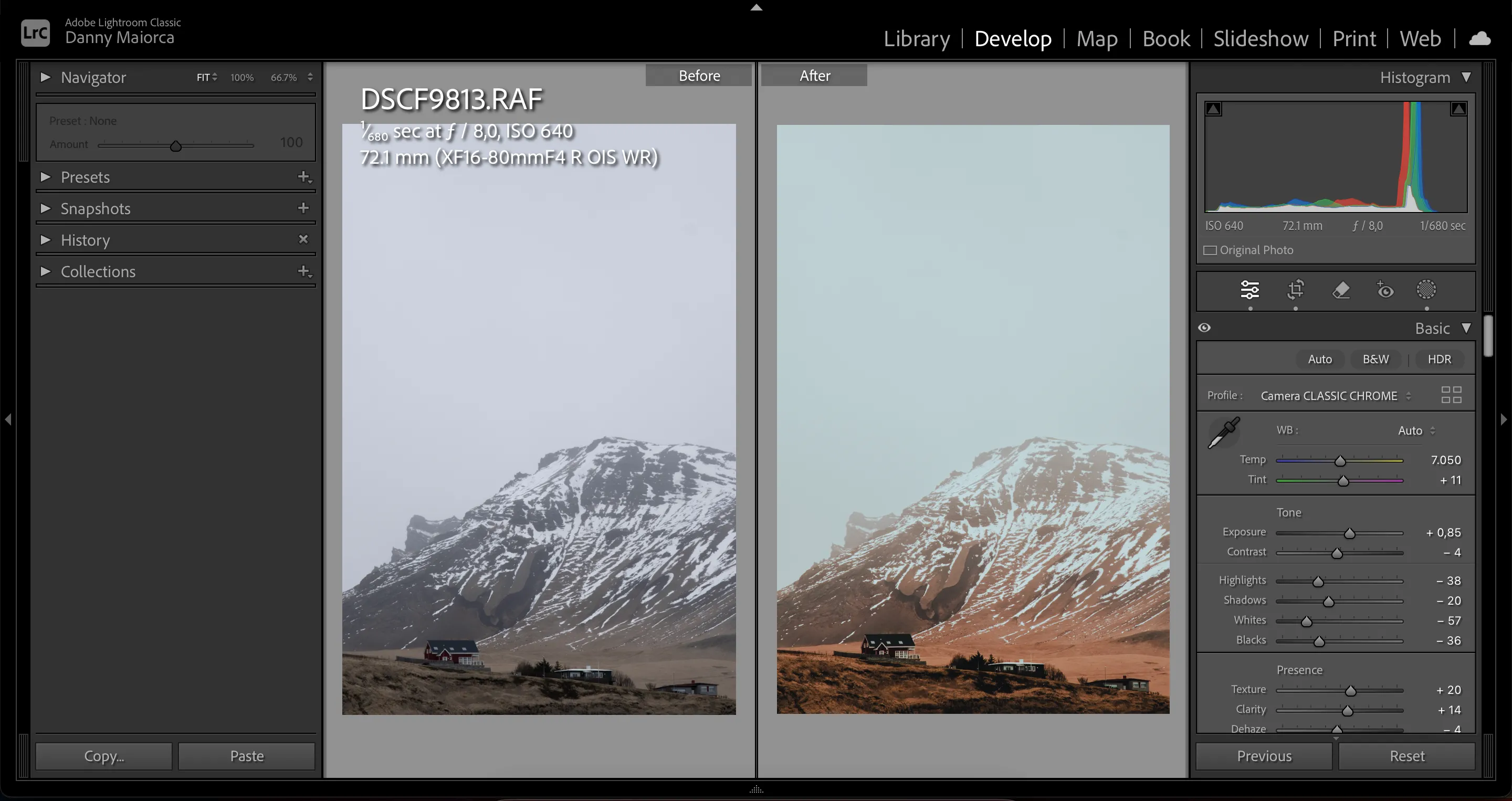 Ví dụ về ảnh có cân bằng trắng bị AI tự động điều chỉnh không chính xác trong Lightroom
