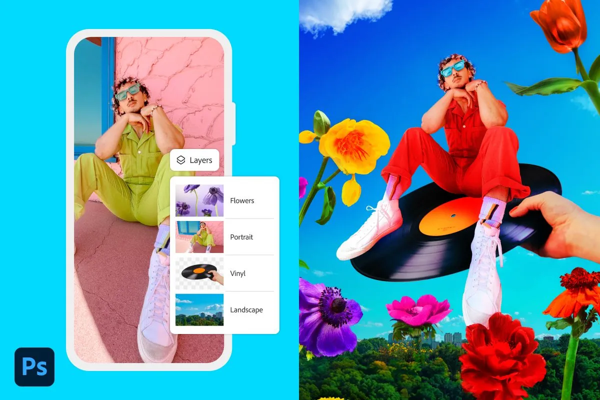 Ví dụ về khả năng chỉnh sửa ảnh chuyên nghiệp trên ứng dụng Photoshop Mobile