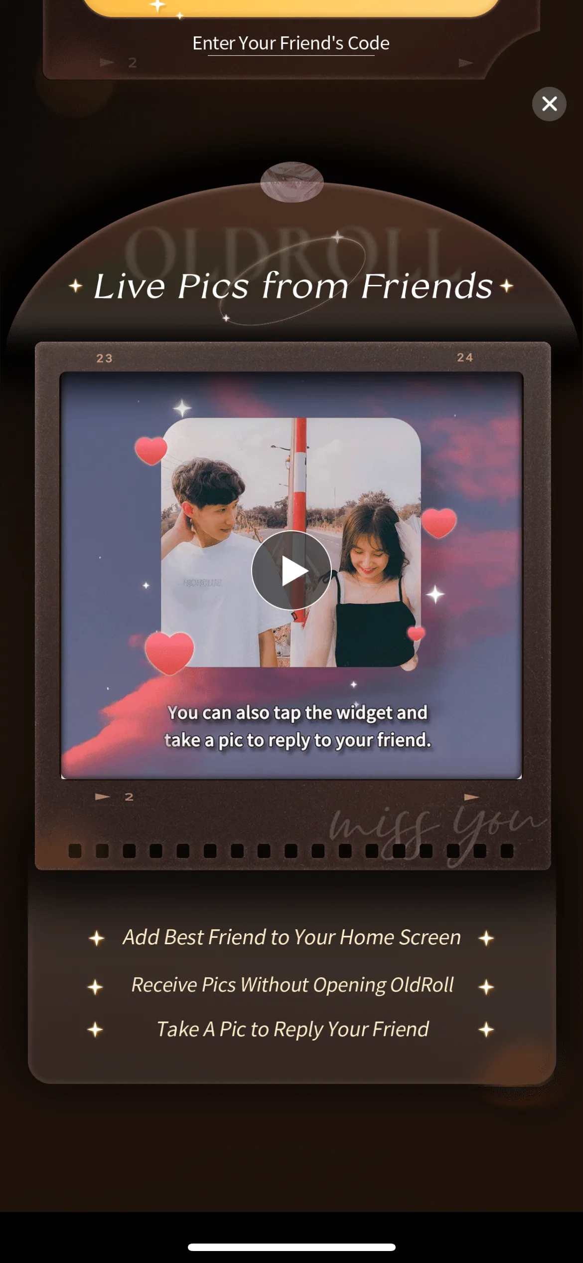 Widget Bưu điện của OldRoll cho phép chia sẻ ảnh film kỹ thuật số trực tiếp ra màn hình chính điện thoại.
