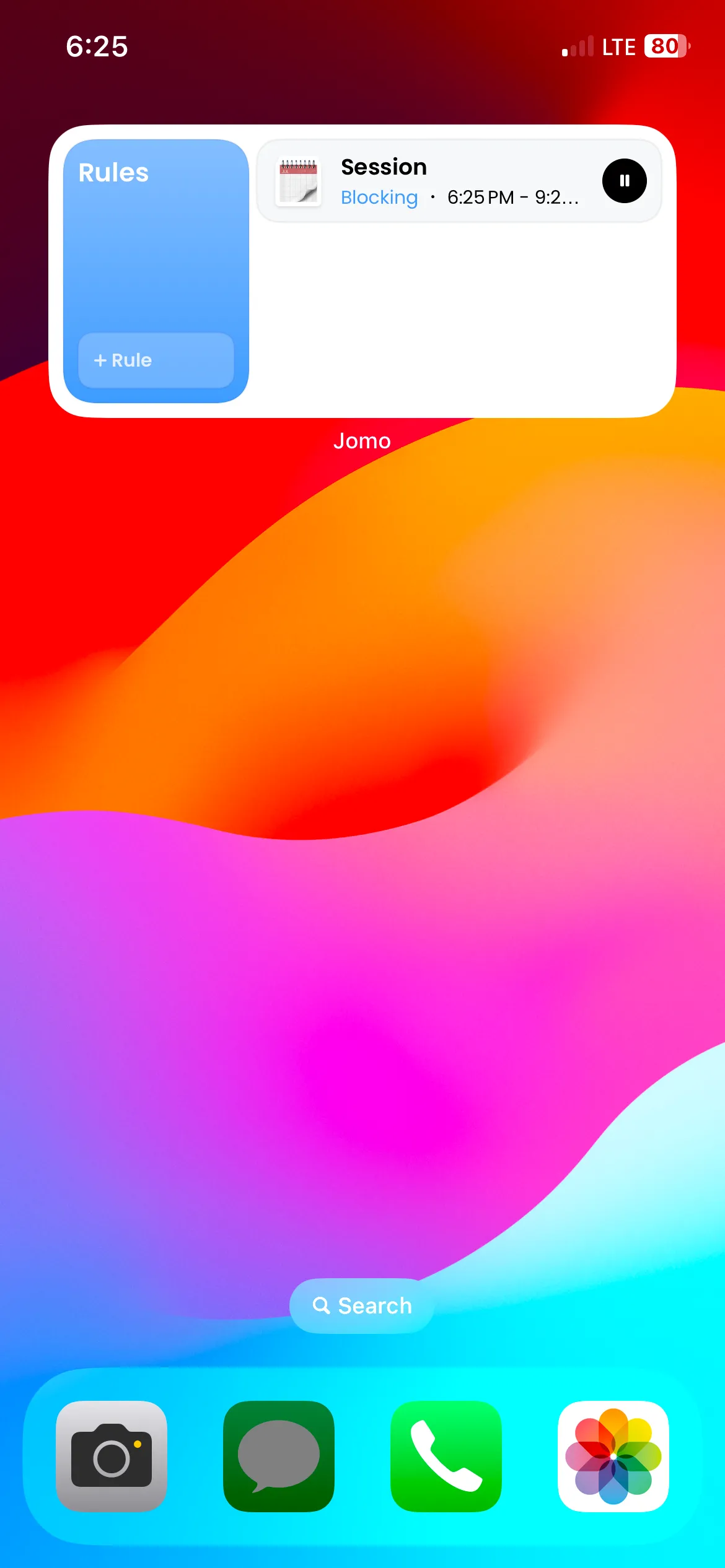 Widget Jomo giúp quản lý và tạo quy tắc chặn ứng dụng để tăng năng suất trên iPhone