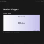 Widget Notion Streak đang hiển thị số ngày duy trì thói quen trong không gian làm việc Notion