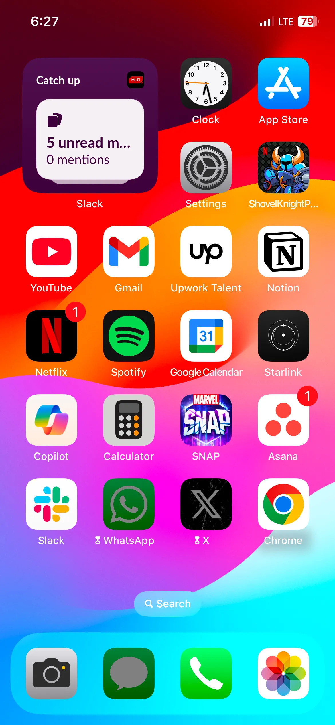 Widget Slack hiển thị số lượng tin nhắn chưa đọc và đề cập đến bạn trên iPhone