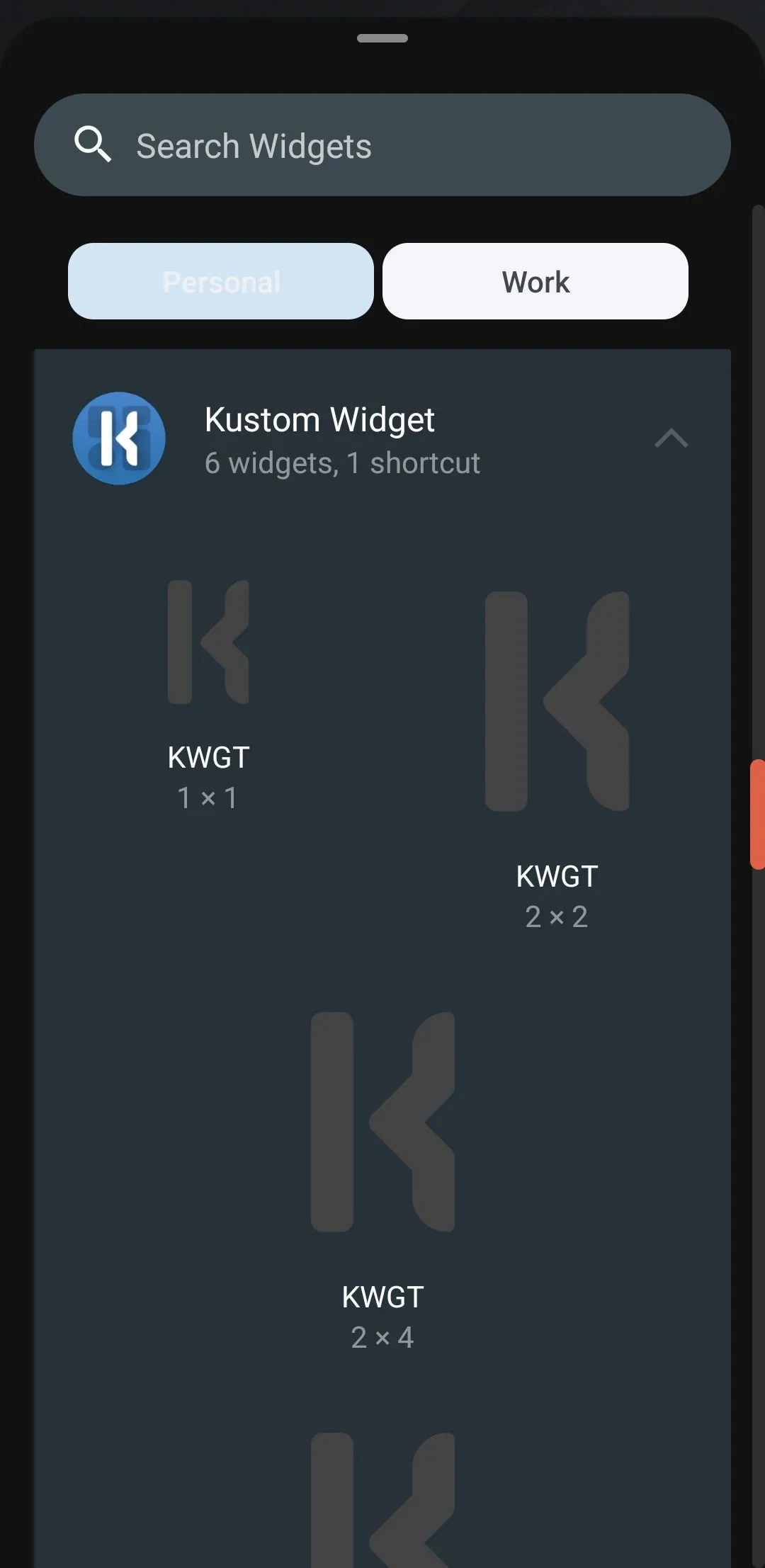 Widget tùy chỉnh tạo bởi KWGT trên màn hình điện thoại Android