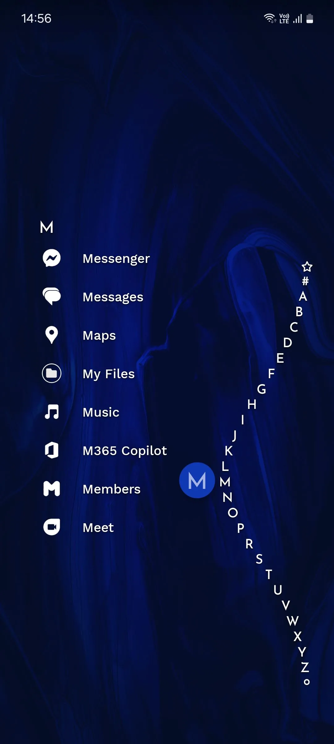 Xem trước danh sách ứng dụng tối giản theo chữ cái trên Niagara Launcher