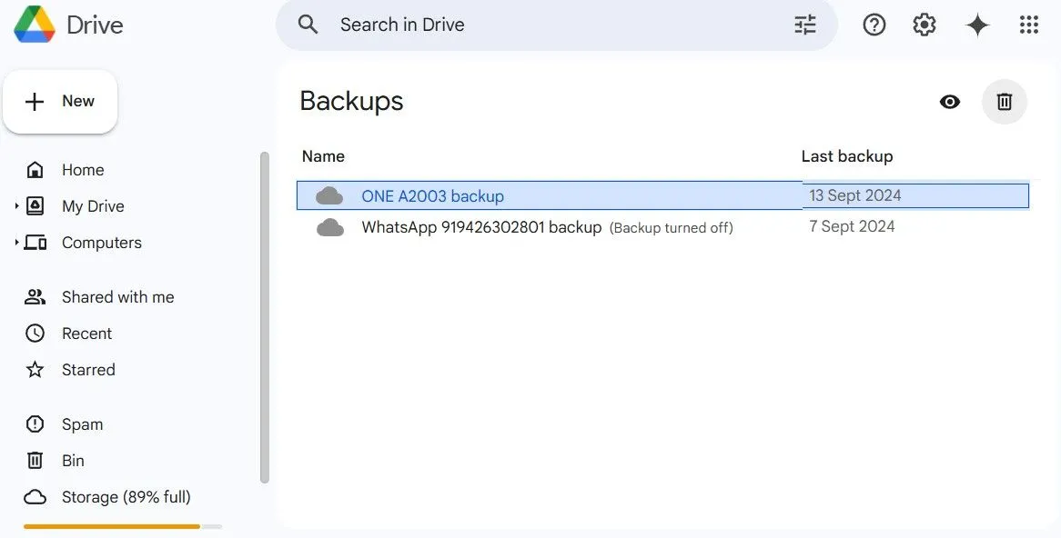 Xóa các bản sao lưu điện thoại cũ từ Google Drive