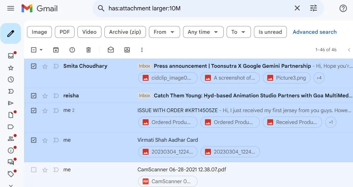 Xóa các email có tệp đính kèm lớn trong tài khoản Gmail