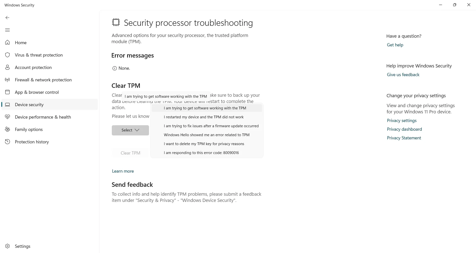 Xóa dữ liệu TPM trong Windows 11 để khắc phục sự cố bảo mật